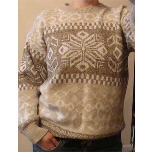 VINTAGE warm fair isle dad grandpa sweater M 90's wool blend.